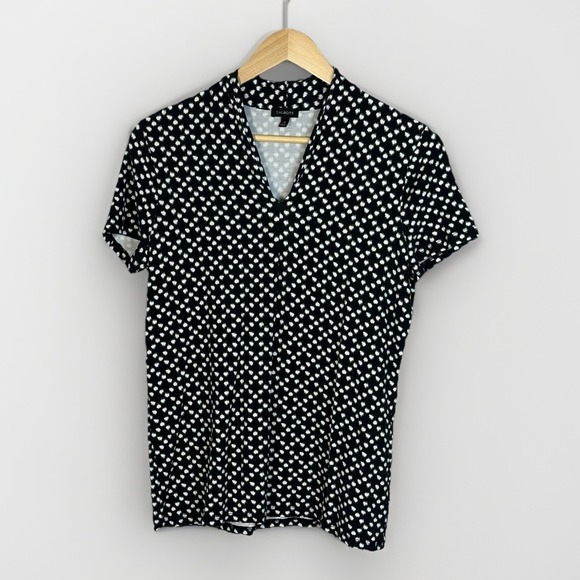 Talbots Tops - Talbots‎ Black Polka Dot Pullover Blouse Women's Medium V-Neck Short Sleeve
